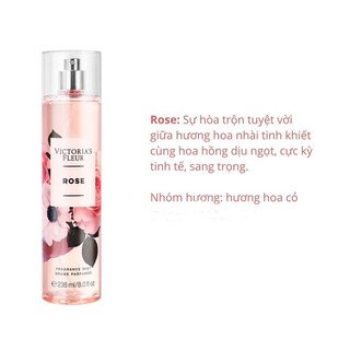 Xịt thơm body mist victoria Rose 236ml chiết 10ml