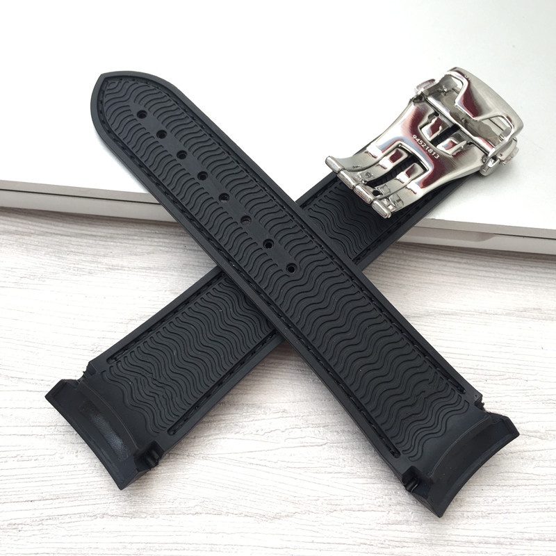 Dây đeo đồng hồ cao su silicone phù hợp cho Omega Omega Speedmaster 362 dây đeo phông chữ cao su khóa gấp 22mm nam