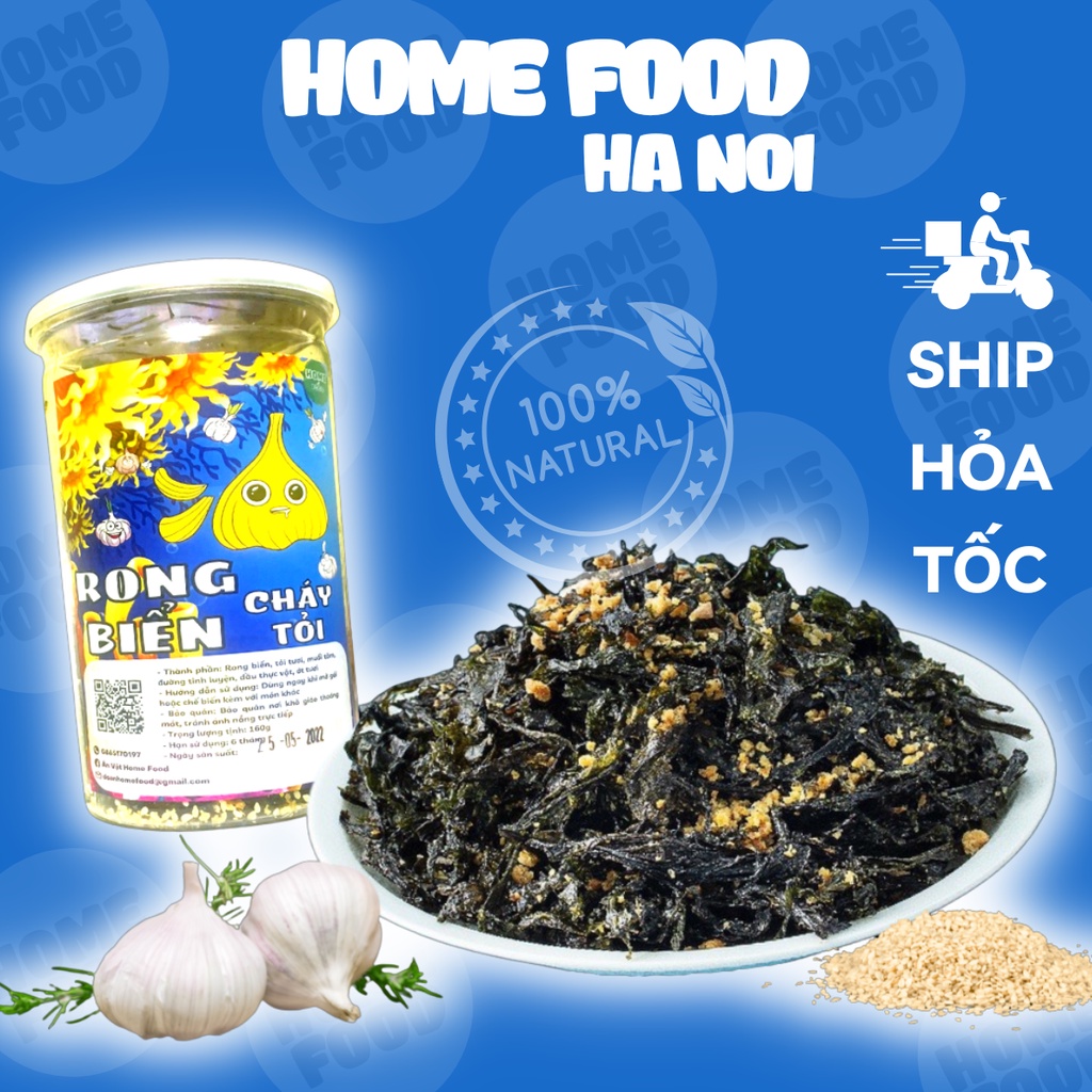 Rong biển cháy tỏi HomeFood 180g rong biển sấy ăn liền vừa ngon vừa rẻ đồ ăn vặt Việt Nam an toàn vệ sinh thực phẩm