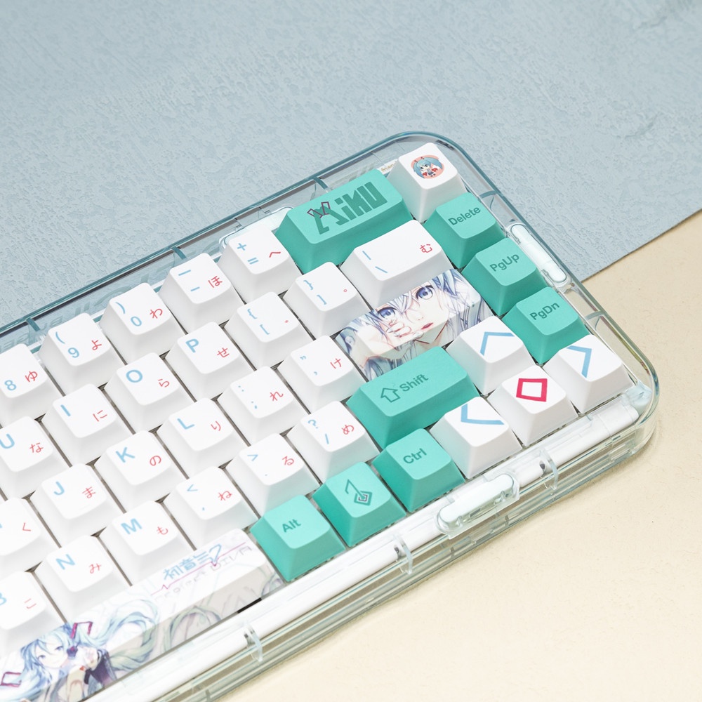 141 Phím Hatsune Miku Keycap Cherry Profile Anime PBT Dye Sub Bàn phím cơ học Keycap Set