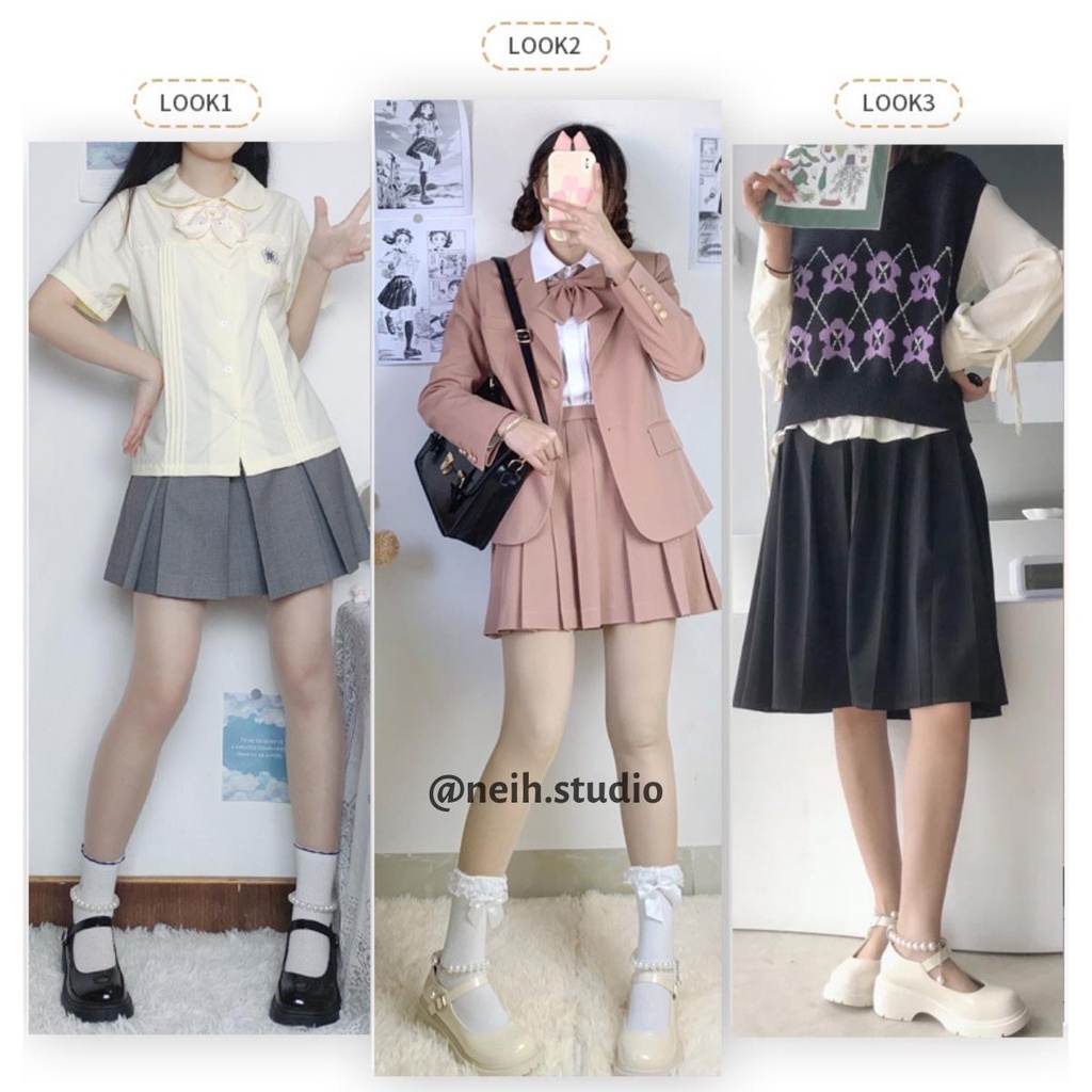 Giày oxford lolita quai ngọc khóa cài đế độn 4cm da bóng thời trang cho nữ neih.studio