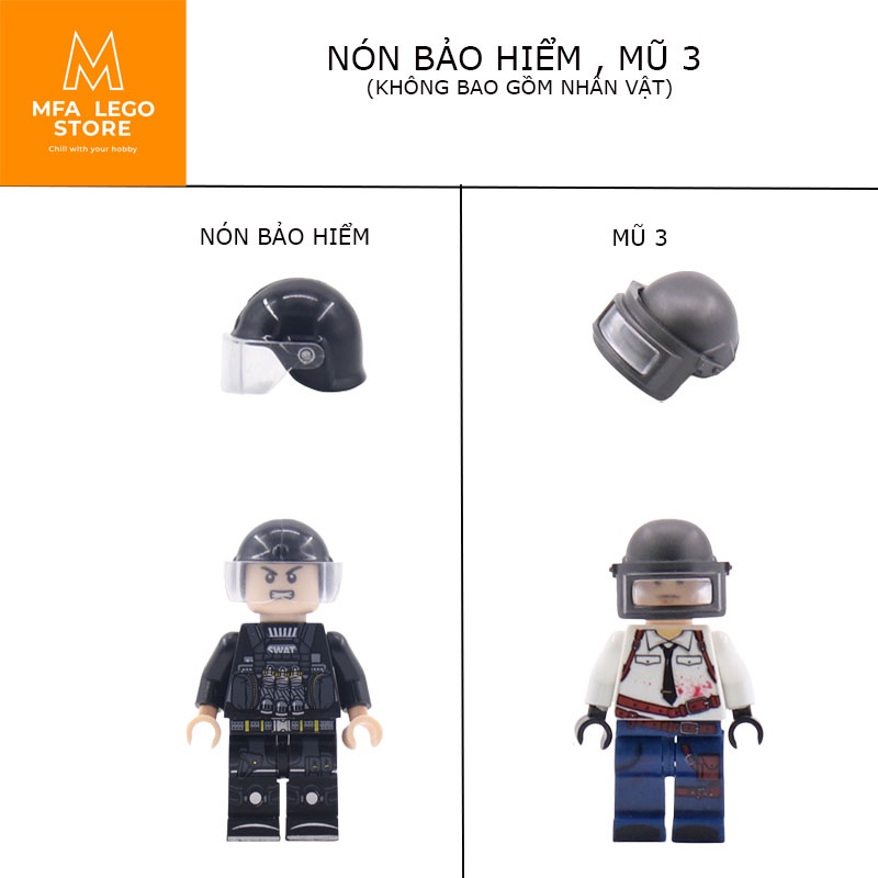 Đồ chơi lắp ráp swat army , mô hình lắp ghép quân sự - Nón bảo hiểm , mũ 3 MFA STORE