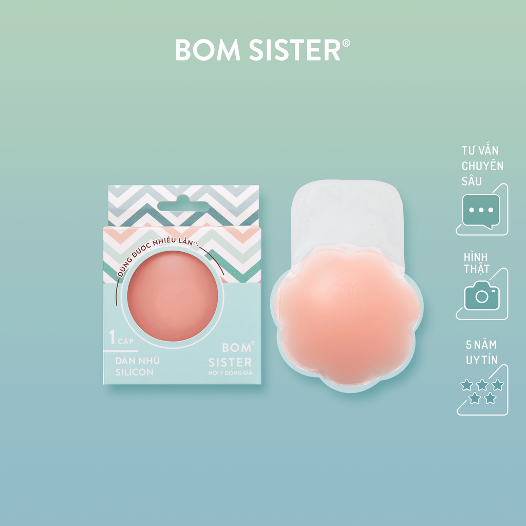 1 Cặp dán nhũ hoa silicon kéo ngực màu da - lớn BOM SISTER D881