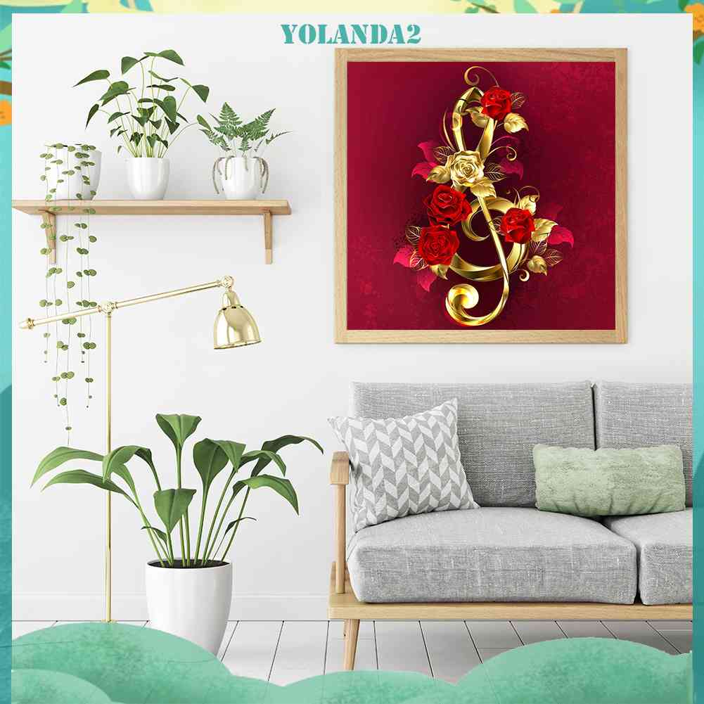 Bộ Tranh Thêu Chữ Thập 11CT DIY Hình Hoa Hồng Vàng Đủ Màu