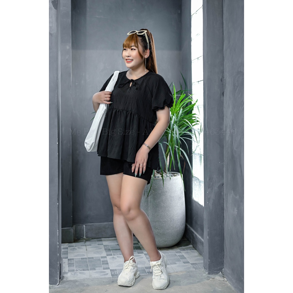 ÁO PELUM THẮT NƠ TAY PHỒNG BIGSIZE A115 ❤ FREESHIP ❤ HÌNH THẬT 100% SHOP TỰ CHỤP