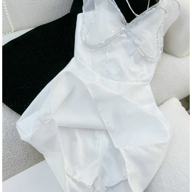 Đầm váy nhũ kim tuyến hai/2 dây cúp ngực form ngắn chữ A thời trang nữ tiểu thư công chúa cute đi tiệc party sinh nhật