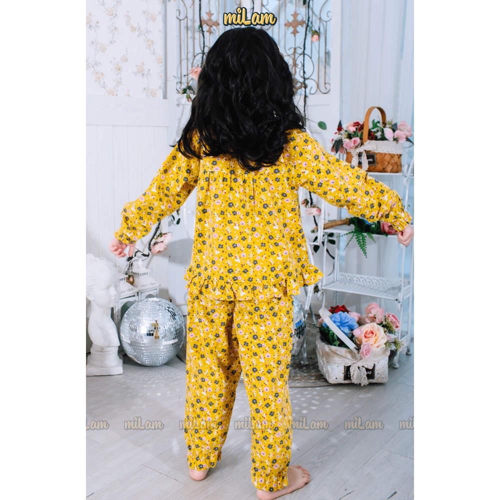 Bộ ngủ Pijama thu đông dài tay hoa nhí vải Hàn Quốc cho bé gái 15kg tới 40kg