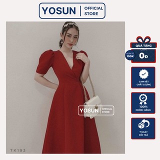 [ẢNH THẬT CUỐI] Đầm Dự Tiệc Cổ V Sang Trọng, Đầm Đi Chơi Tay Phồng Nữ Tính 3 Màu Be Trắng Hồng