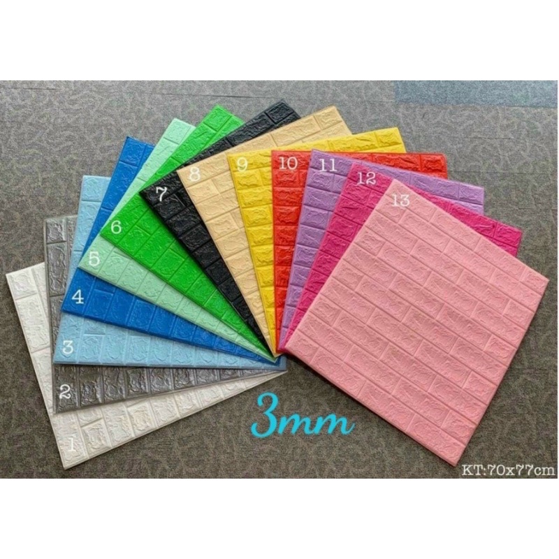 xốp dán tường khổ 70-77cm giả gạch đủ màu keo dán loại 1
