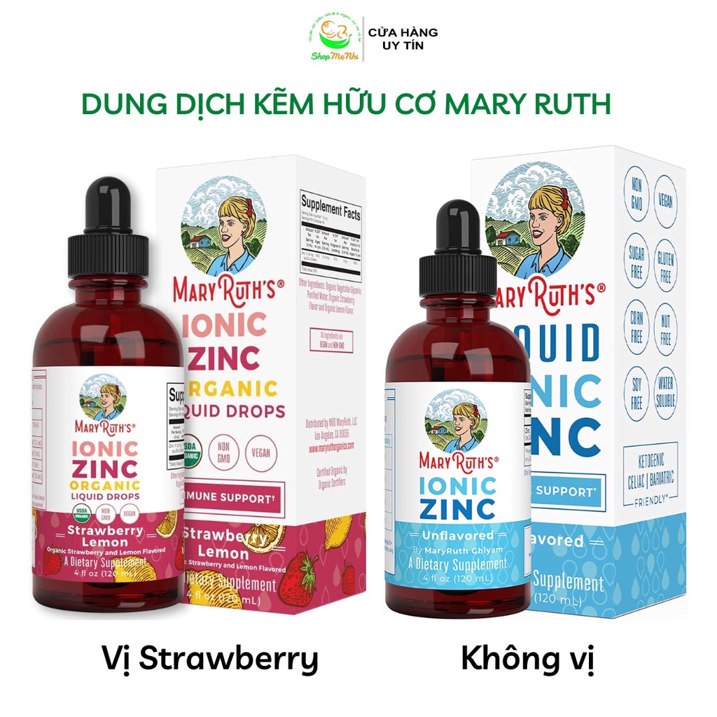 Kẽm hữu cơ Ionic Zinc Mary Ruth’s cho trẻ từ 6 tháng tuổi, người lớn và phụ nữ có thai và cho con bú 120ml.