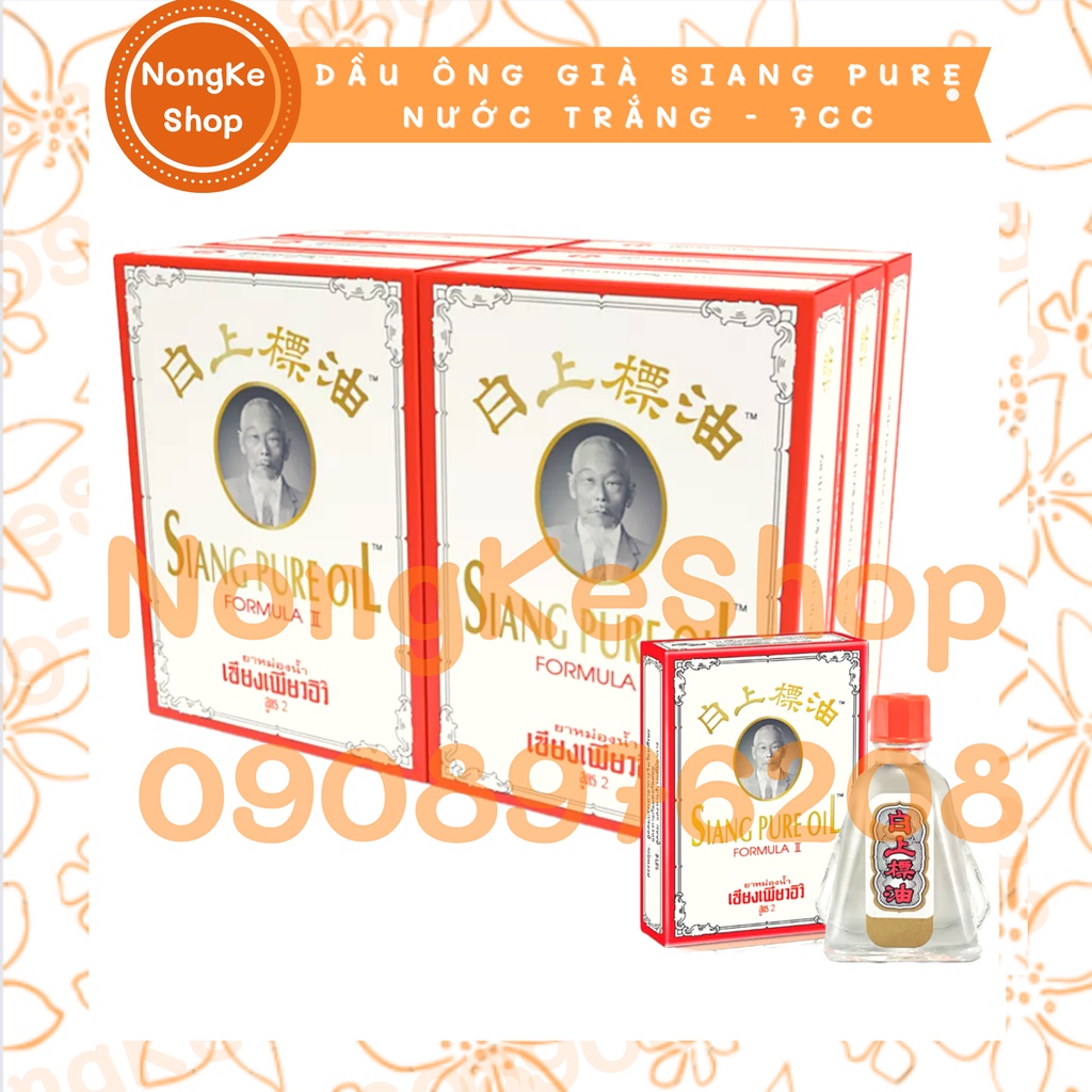 Lốc 6 chai dầu gió ông già nước trắng Siang Pure 7cc Thái Lan