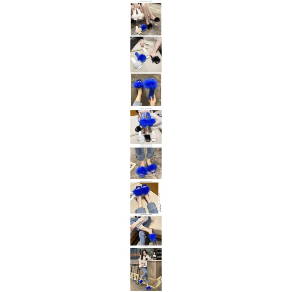 Dép Da Đế Bằng Mũi Vuông Phối Lông Nhung Nhiều Màu Sắc Thời Trang Cho Nữ Size 35-42