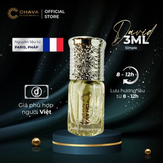 Nước hoa CHAVA DAVID 3ml chính hãng theo Tiêu Chuẩn Pháp (lưu hương 8-12h)