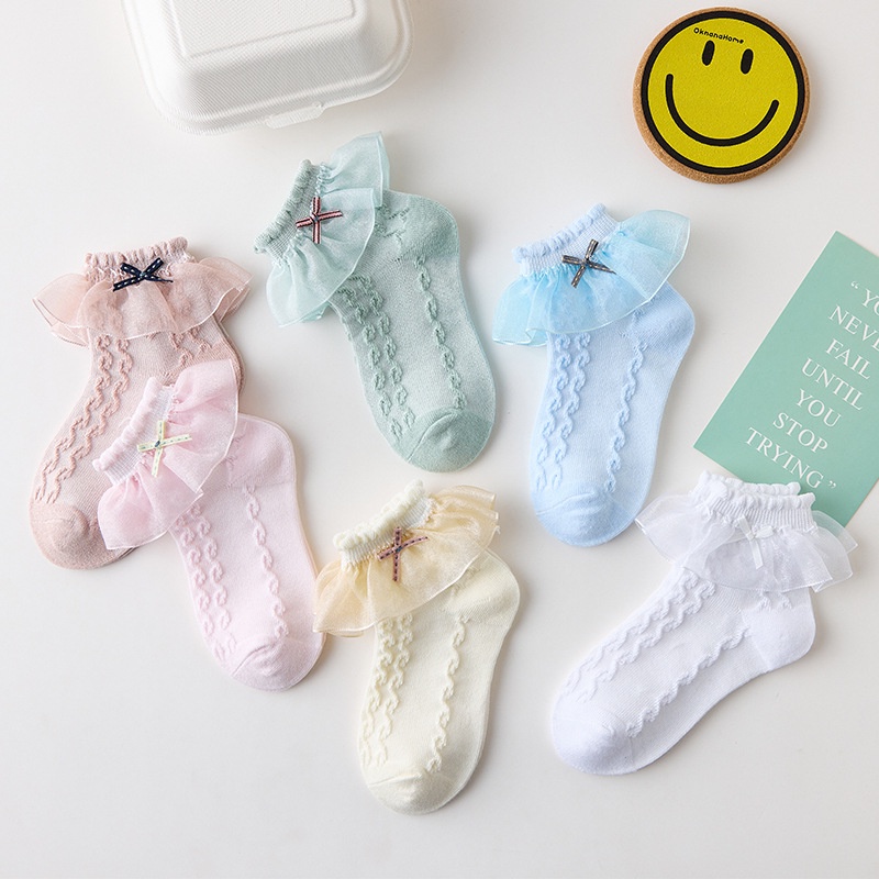 Vớ cotton Mỏng Phối Nơ Thoáng Khí Thời Trang Cao Cấp Dành Cho Bé Màu Sắc