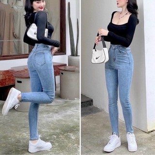 QUẦN SKINNY JEANS TRƠN Xanh co giãn- hình thật sp