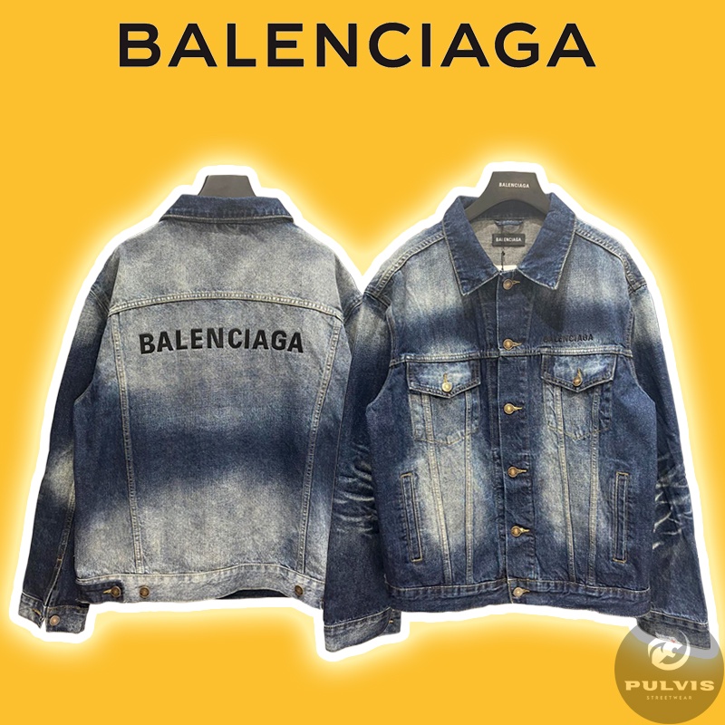 - Áo Khoác BLCIAGA Oversized Logo Denim Jacket SS22, Áo khoác bò BLCIAGA Cao Cấp