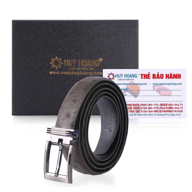 Thắt lưng nữ da đà điểu Huy Hoàng da hột màu rêu HP5426
