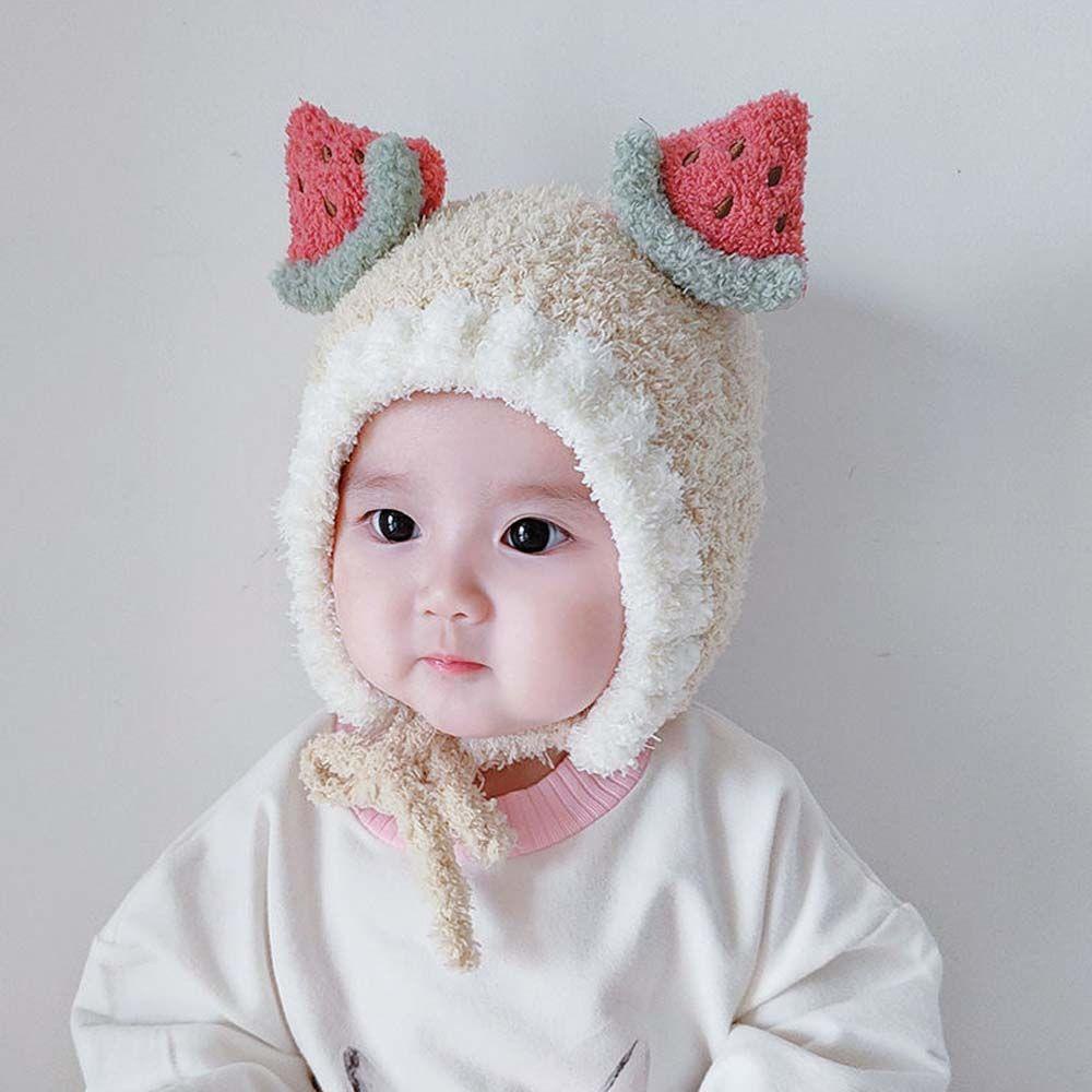 SUMU Mũ Len Trùm Tai Đính Quả Bông Dễ Thương Cho Bé