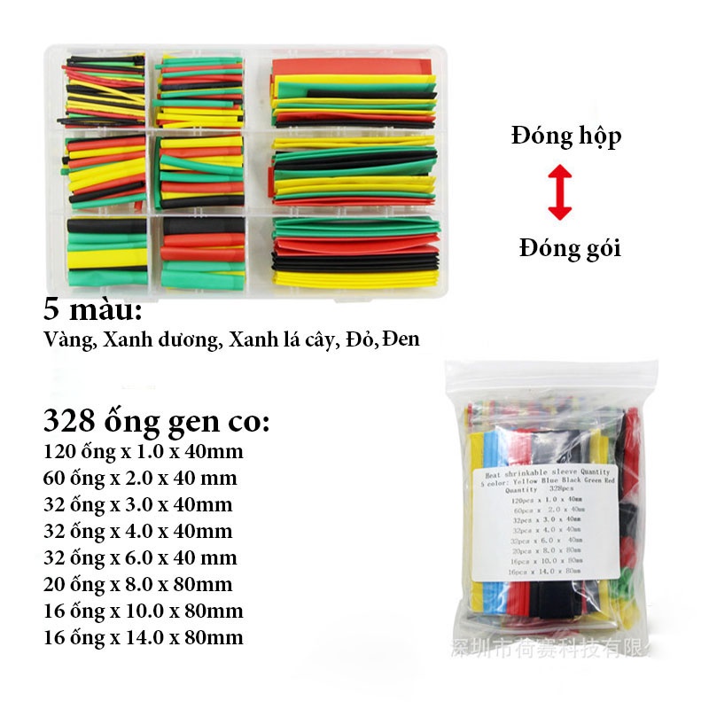 Ống Gen Co Nhiệt Polyolefin - Dây Co Nhiệt Nhiều Màu Bọc Cách Điện Đoạn Nối Dây Nhiều Kích Cỡ - GCN01 - Gia Dụng Tý Tẹo