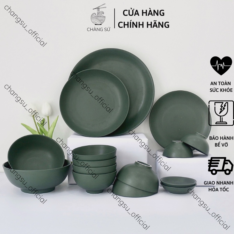 Bộ 6 bát cơm sứ xanh cổ vịt màu đẹp giá rẻ - Set chén ăn cơm men lì xả kho (loại 2) - Chàng Sứ