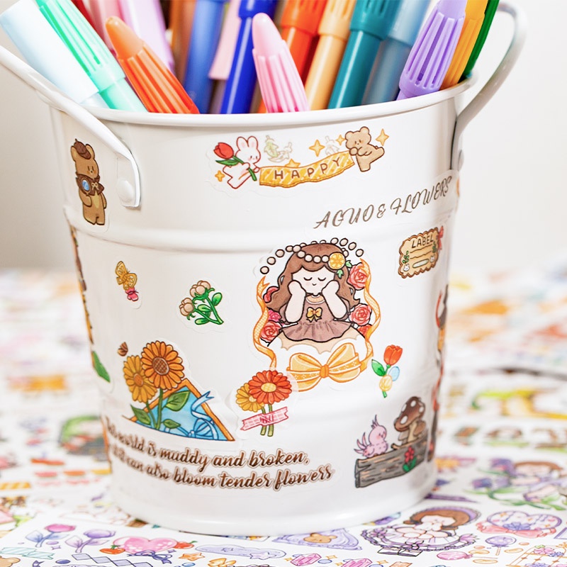 Sticker Dán Trang Trí Sổ Tay DIY Hình Cô Gái Dễ Thương Có 2 Kiểu