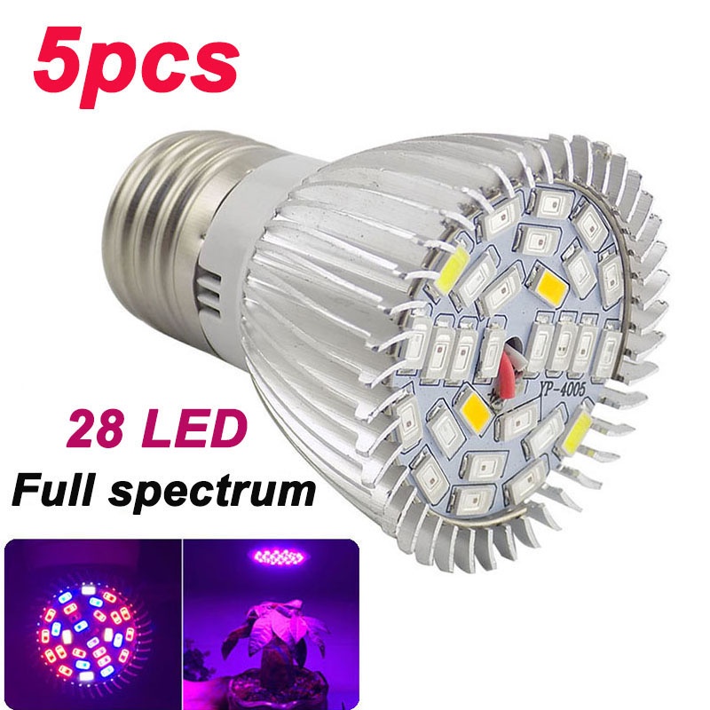 5 Chiếc Cây Trồng Đèn Full Quang Phổ 28 18 Bóng Đèn LED Trồng Đèn Cho Cây Hoa Rau Nhà Kính Thủy Canh