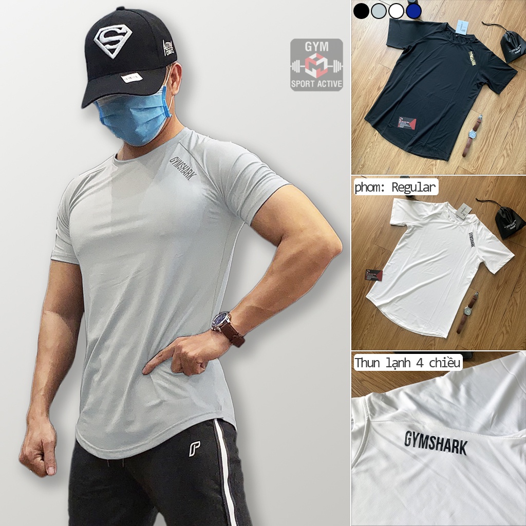 Áo thun nam thể thao áo thun tập gym nam áo thun nam vạt bầu t shirt Gymshark GS thun 4 chiều ( ảnh video thực tế)