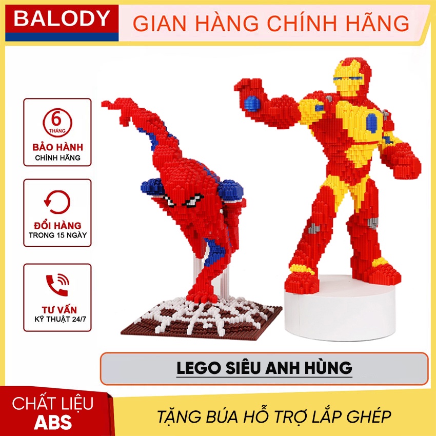 Lego 3D Lắp ráp mô hình Siêu anh hùng Spiderman, Superman, Caption Mỹ size 46cm lắp ráp mô hình khổng lồ