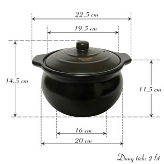 Nồi đất kho cá 2 lít (Đen) - NodaCook chi nhánh Tp HCM