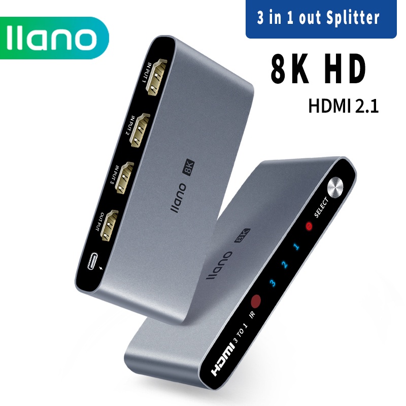 llano Bộ Chuyển Đổi HDMI 8K / 60Hz 3 Trong 1 Cho Máy Chiếu PS4 / 5 Laptop