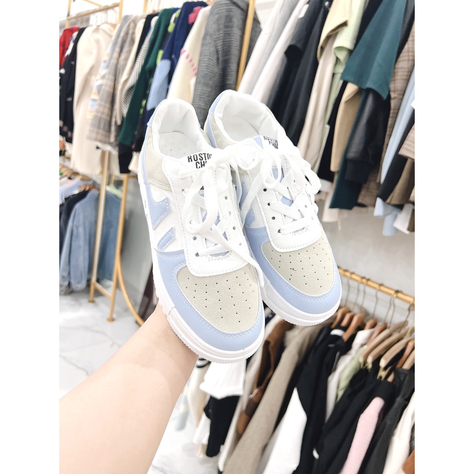 Giày AF1 Trắng Xanh Kem Cao Cấp, GIÀY THỂ THAO AIR FORCE ONE AF1 XANH KEM NAM NỮ