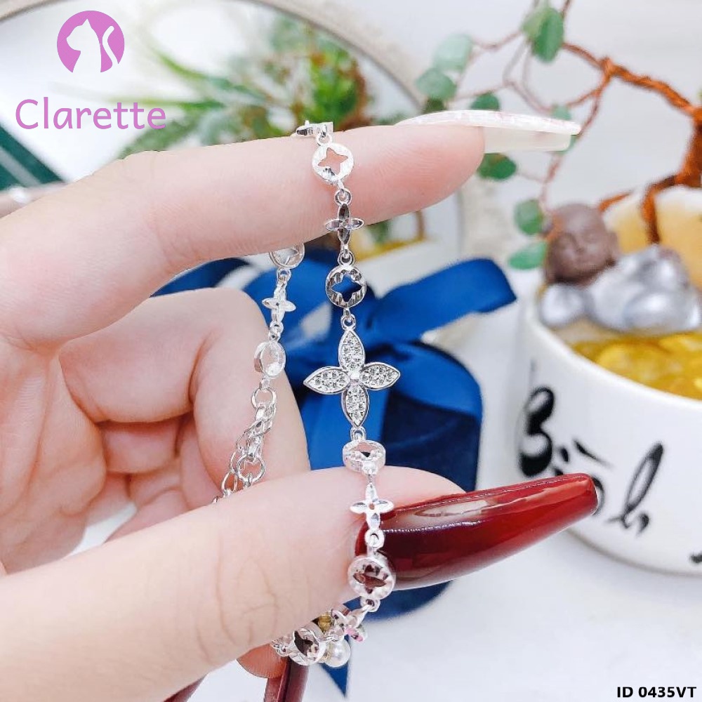 Vòng tay bạc hình hoa bốn cánh Clarette 0435VT