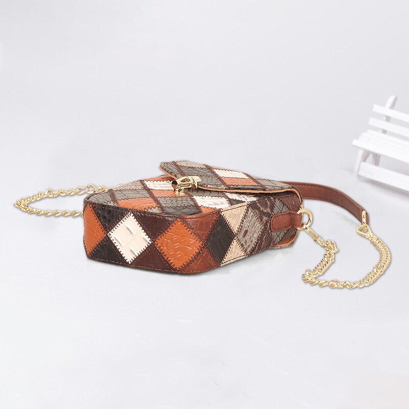 Túi xách COBBLER LEGEND da mini phối dây xích đeo chéo phong cách retro thời trang cho nữ