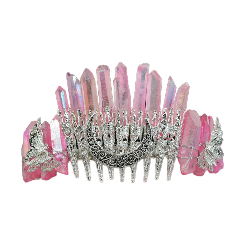 Vương Miện Đính Đá Pha Lê Hình Mặt Trăng / Bướm Bằng Kim Loại Thủ Công Phong Cách Boho Đẹp Mắt Dành Cho Hóa Trang