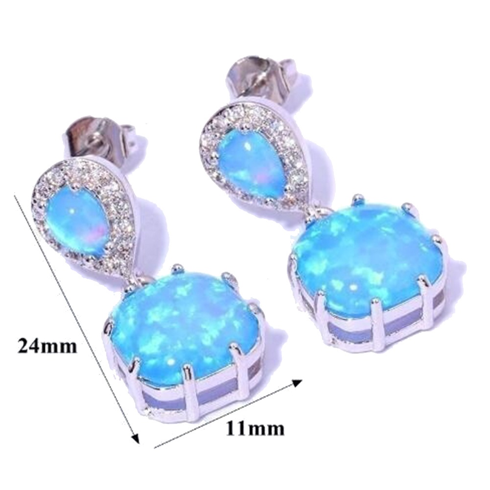 Bông Tai Đính Đá Opal Thời Trang Cho Nữ