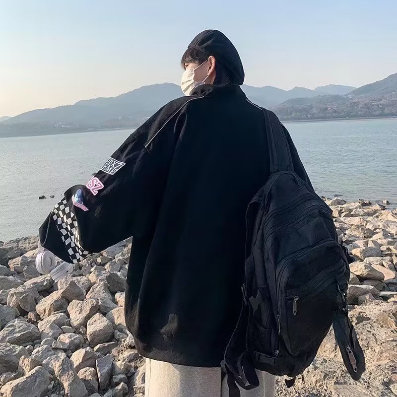 Áo Khoác Thêu Chữ Phong Cách Hàn Quốc Thời Trang Dành Cho Nam 2023 New Fashion Áo Khoác Tay Dài Dáng Rộng Màu Sắc Đơn Giản Thoải Mái Hù Hợp Nam Nữ Chất Nỉ Bông Cao Cấp