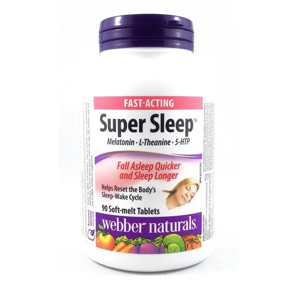 Melatonin Super Sleep giúp ngủ ngon giấc, chính hãng Webber Naturals, Canada, hộp 90 viên