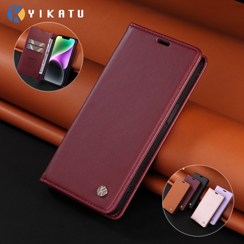 Bao Da Điện Thoại Nắp Lật Hít Nam Châm Có Ngăn Đựng Thẻ Và Giá Đỡ Thời Trang Cao Cấp Cho For iPhone 14 12 Pro Max Mini Plus