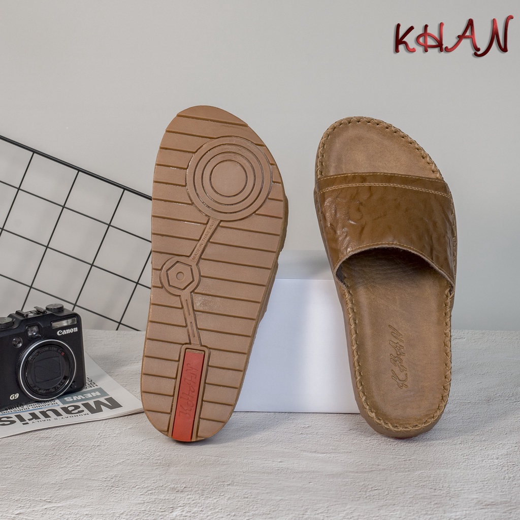 Dép Nam quai ngang , quai ngang trơn da bò cao cấp A-02 mau bò