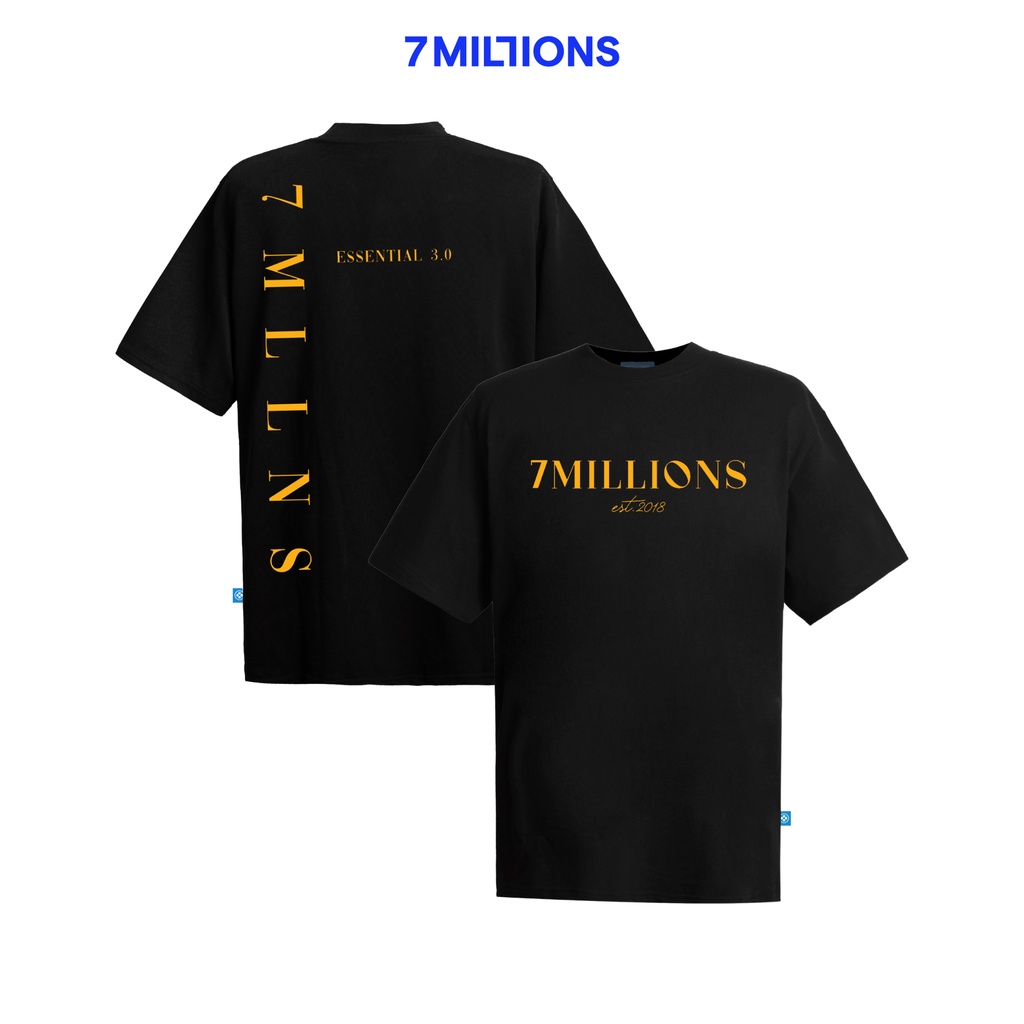 Áo Thun Unisex Cổ Tròn 7MILLIONS Basic 3.0 - Màu Đen - 100% Cotton 2 chiều - Form Oversize.