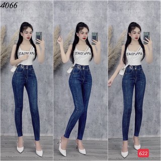 Quần jean nữ lưng cao co giãn 3 nút siêu xinh❤️A-T Fashion❤️ Quần bò cạp cao bigsize skinny jeans dáng ôm trơn dài-QJ622