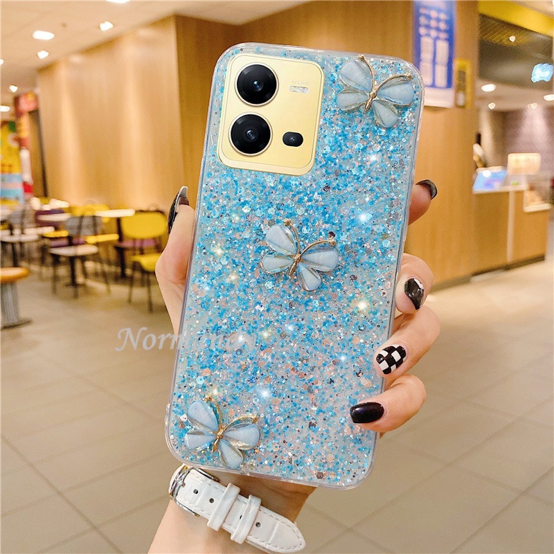 Ốp Điện Thoại Silicon Mềm Trong Suốt Hình Bướm 3D Cho VIVO V25 Pro V25e Y35 Y22 Y22S Y16 4G 5G 2022