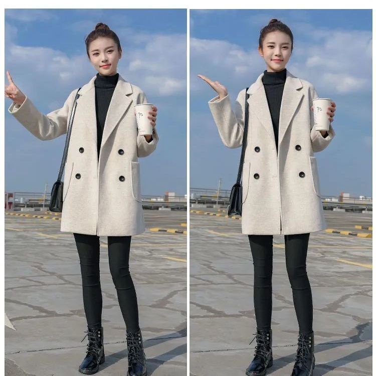 O Kho C Áo Khoác Len Dáng Rộng Dài Vừa Thời Trang Thu Đông Phong Cách Phương Tây Ấm Áp Dáng Ôm Cho Nữ