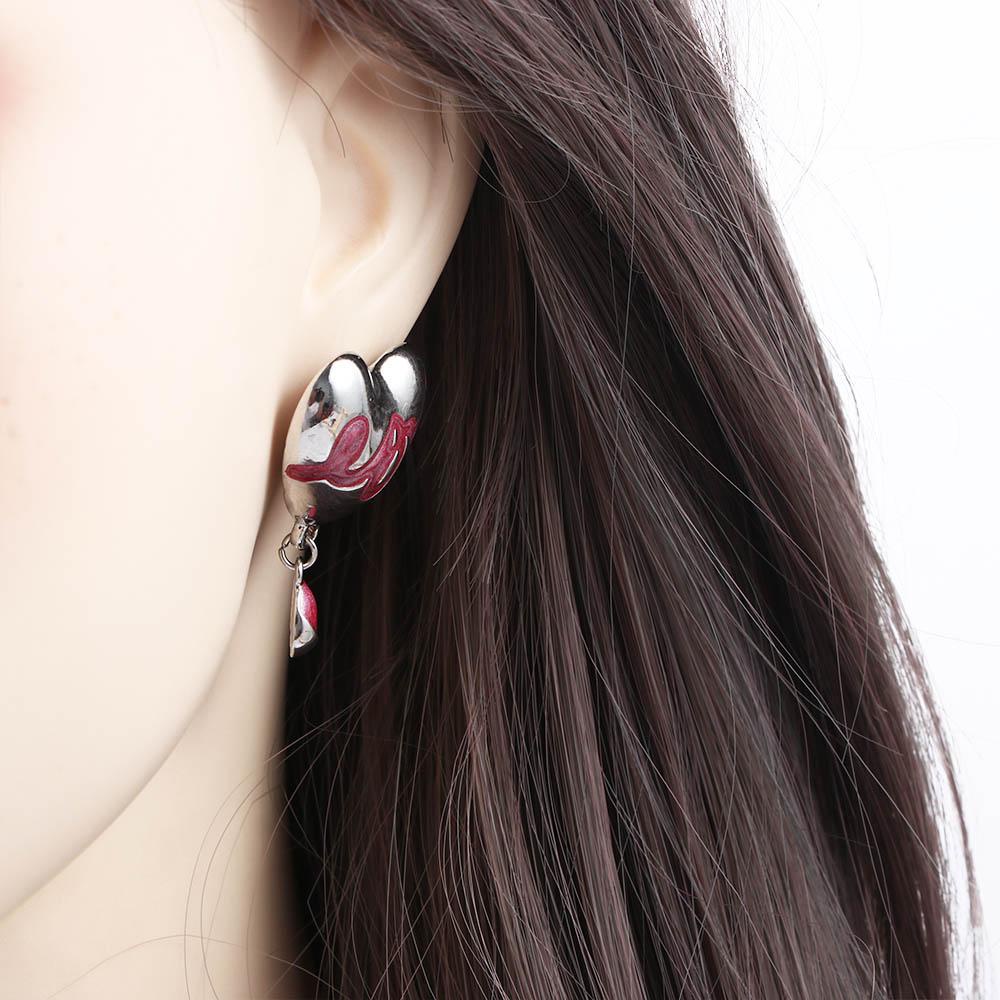 Bông Tai VANES1 Trái Tim Màu Hồng Ngọt Ngào Thanh Lịch Phong Cách Hàn Quốc