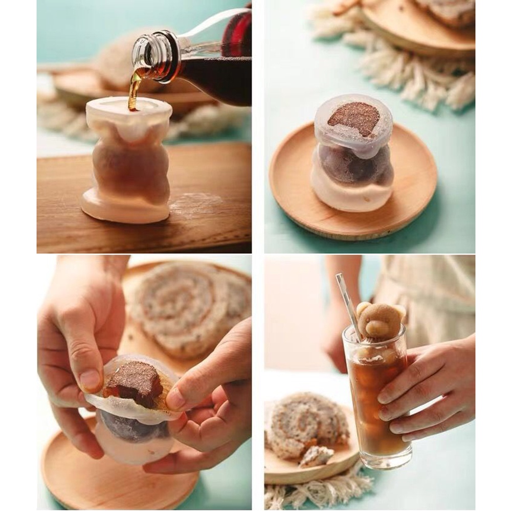 Khuôn Làm Đá / Chocolate / Trà Sữa / Cà Phê Hình Gấu 3D H6 DIY