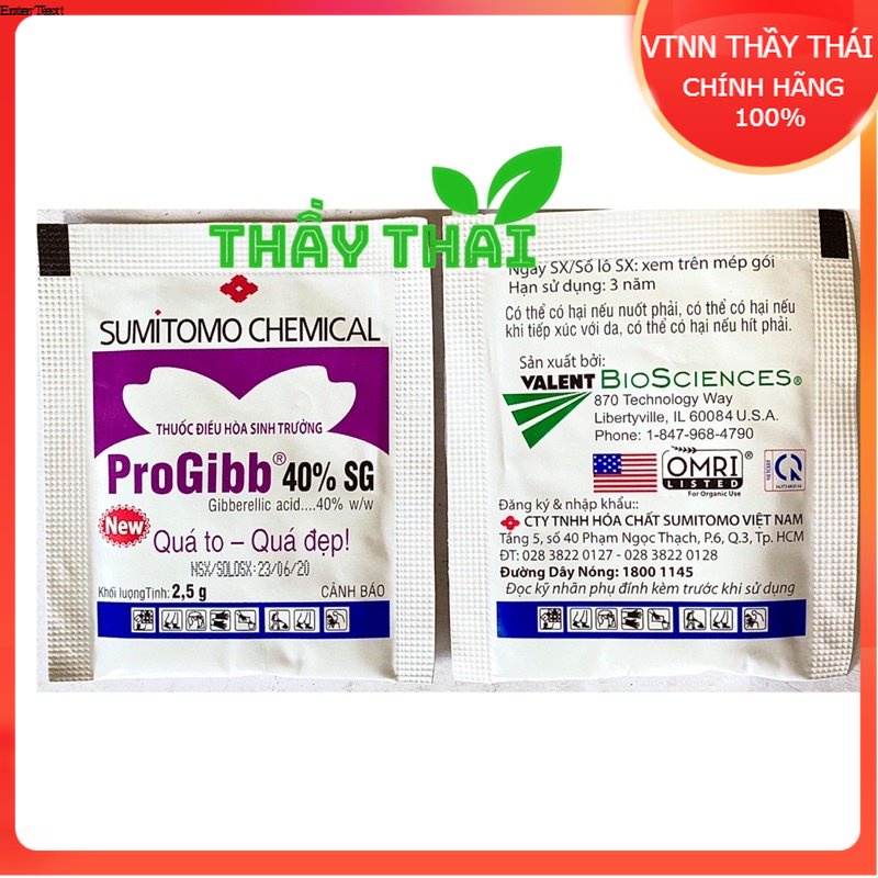 Progibb 40% Sumitomo chemical 2,5g,Thuốc Điều Hoà Sinh Trưởng, dưỡng cây, đậu trái,Progibb tân quy