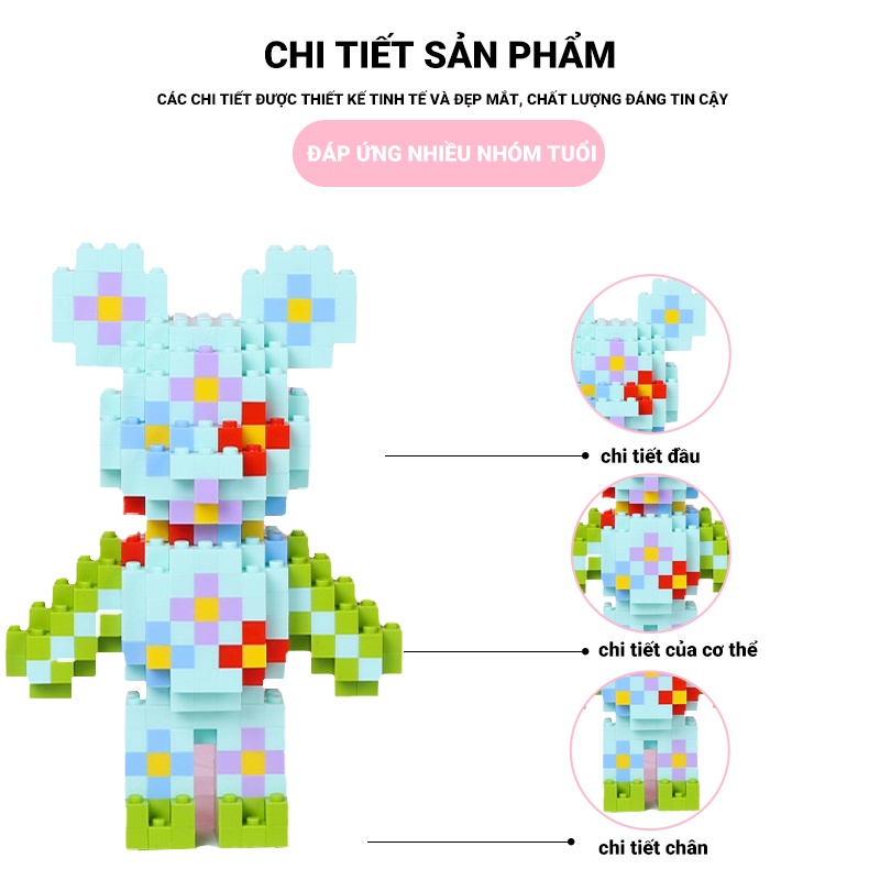 Đồ Chơi Lắp Ráp Hình Chú Gấu Bạo Lực Sáng Tạo