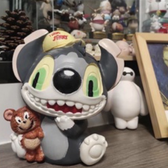 Tượng thạch cao tô màu Stitch ôm gấu size XXL cao cấp