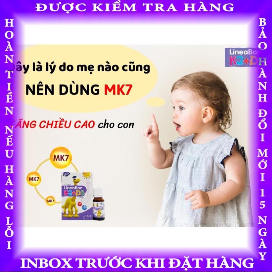Lineabon d3 k2 Vitamin d3 k2 mk7 Vitamin d3 cho trẻ sơ sinh Canxi d3k2 Lọ 10ml  tranbinh
