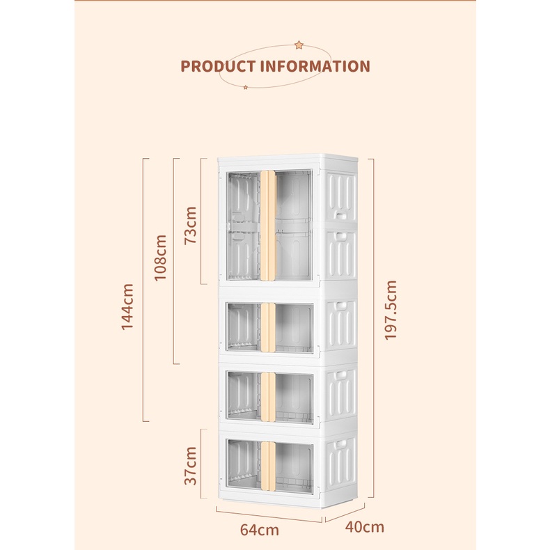 AladdingTủ Quần Áo Trẻ Em Bằng Nhựa Trong Suốt Lắp Ráp Dễ Dàng.